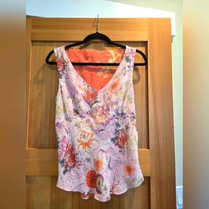 CAbi "Some Like It Hot" Pink and Orange Reversible Tank Top Sleeveless Size M